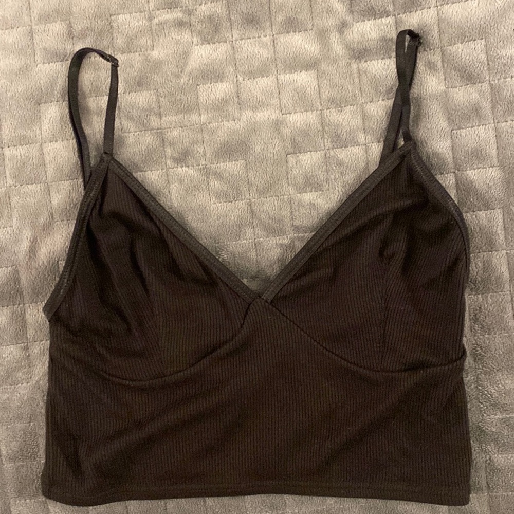 American Apparel Black Ribbed Crop Top, size XS